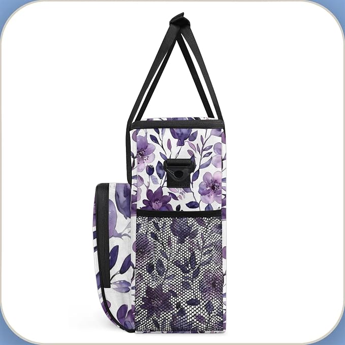 Cute Watercolor Floral Coffee Maker Carring Bag, Large Insulated Storage - Image 4