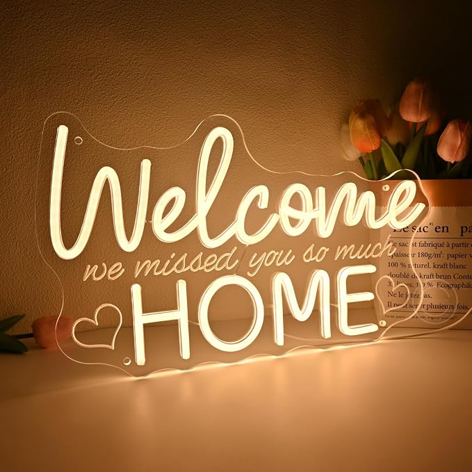Britrio Welcome Home Neon Sign Family Housewarming Sign LED Wall Decor - Image 2