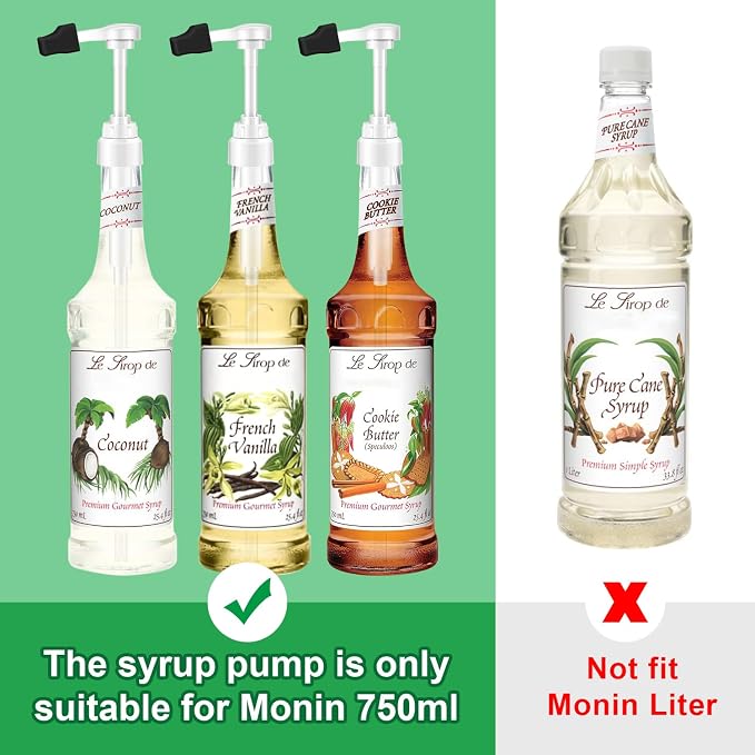 Coffee Syrup Pump for 750 ml Bottle – 4 Pack Syrup Dispenser Pumps Compatible - Image 2