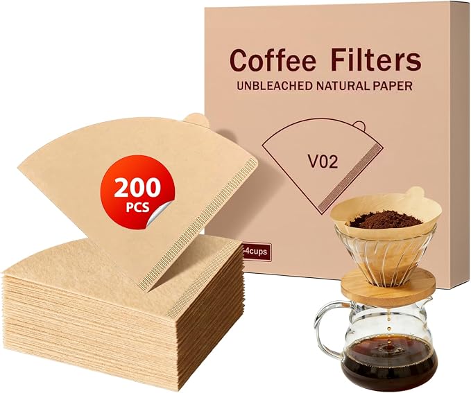200 Count Coffee Filters V-60, Disposable Cone Coffee Filters 2-4 Cup, by Unknown