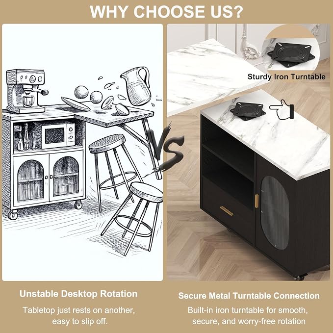 HSH Kitchen Island with Storage, Mobile Kitchen Island Cart with Cabinet - Image 3