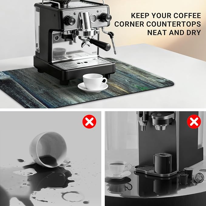 Small Coffee Mat 19x12 Inch, Wood Grain Counter Top Mat, Absorbent Hide Stain - Image 5