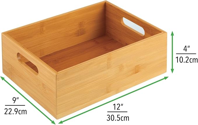 mDesign Bamboo Kitchen Cabinet & Fridge Drawer Organizer Tray - Image 3