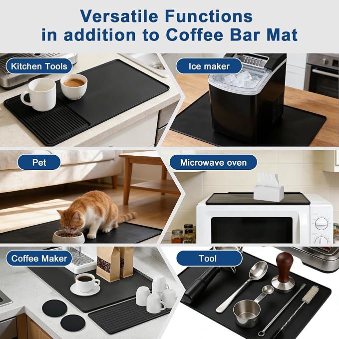 Mrcrypos Silicone Coffee Station Mat 16x24 Inch, Spill-Proof Bar Mat - Image 8