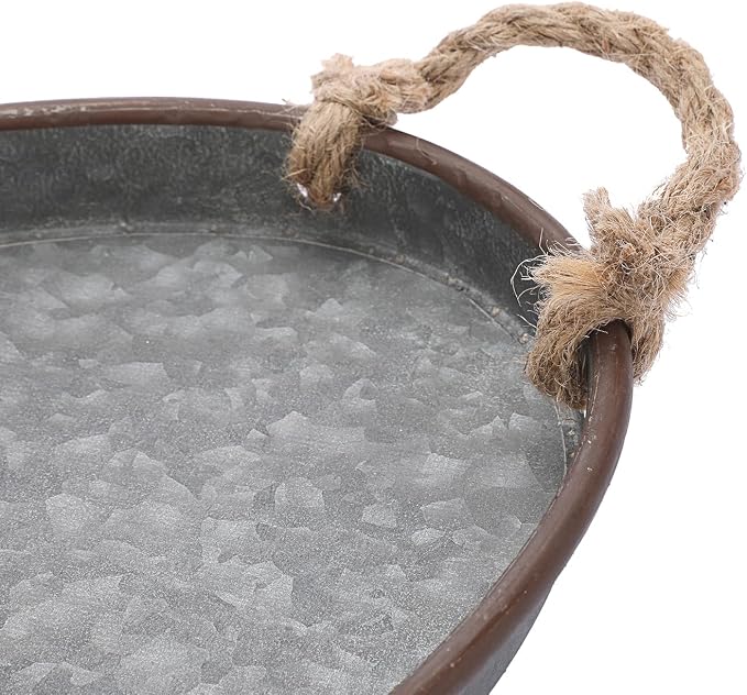 Hipiwe Galvanized Metal Iron Oval Tray - Image 4