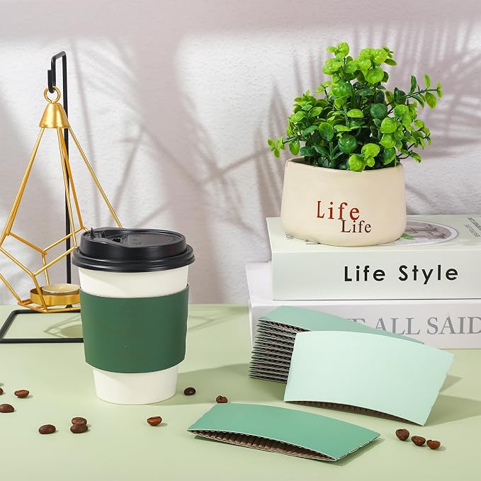 Whaline 100 Pcs Sage Green Coffee Cup Sleeves 4 Gradient Green Colors - Image 4