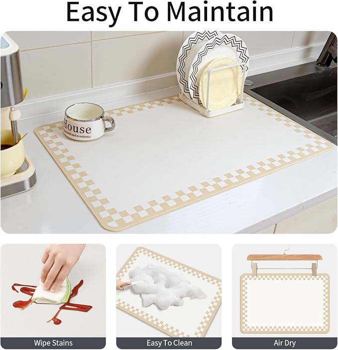 Coffee Bar Mat for Countertop Super Absorbent Hide Stain Cuttable Dish Drying - Image 6