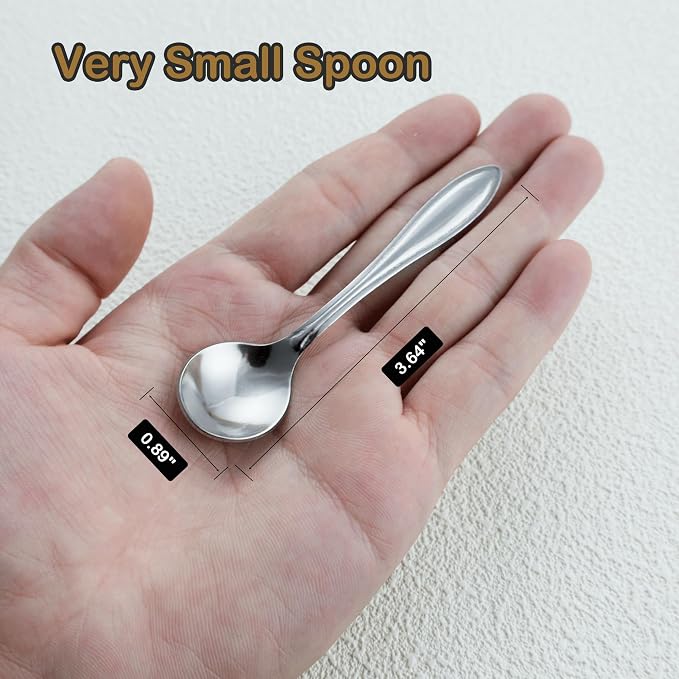 8 Pack 3.7” Tiny Small Spoons Mini Metal Powder Scoop - Image 2