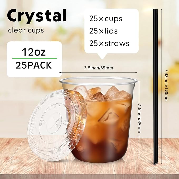 Ziliny 25 Set Clear Plastic Cups - Image 3