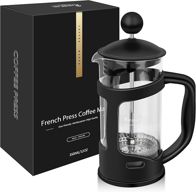 RAINBEAN Mini French Press Coffee Maker, 1 Cup, Maximum Flavor Brewer by RAINBEAN