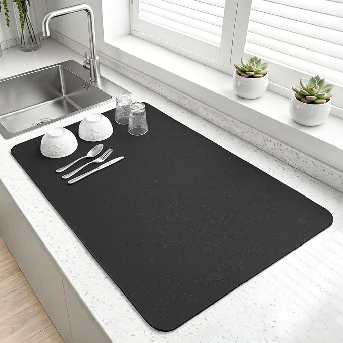 LOPNUR Kitchen Dish Drying Mat, Diatomite Coffee Mat, Super Absorbent Dish by LOPNUR