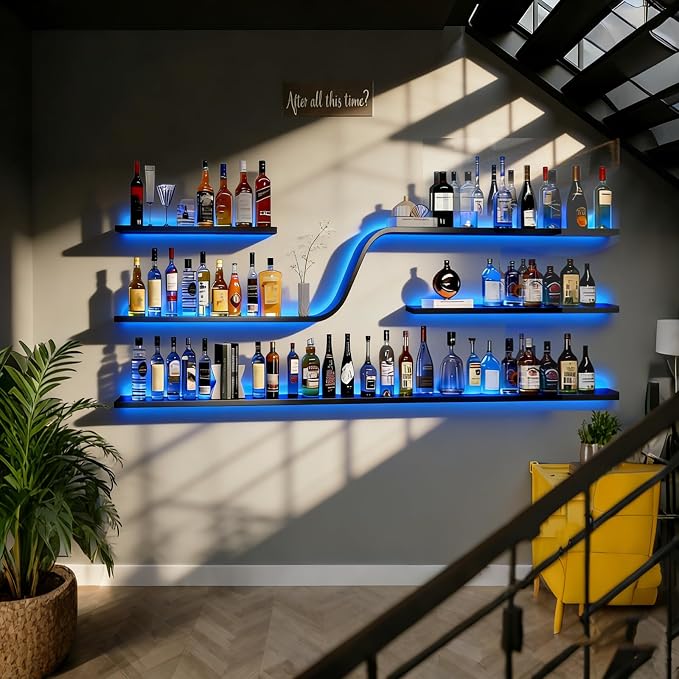 78IN Modern Wall Mounted Wine Rack - Image 3