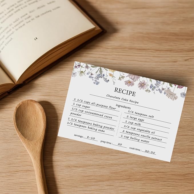 50 Pieces 4x6 Recipe Cards for Wildflower Bridal Shower Weeding Christmas - Image 4