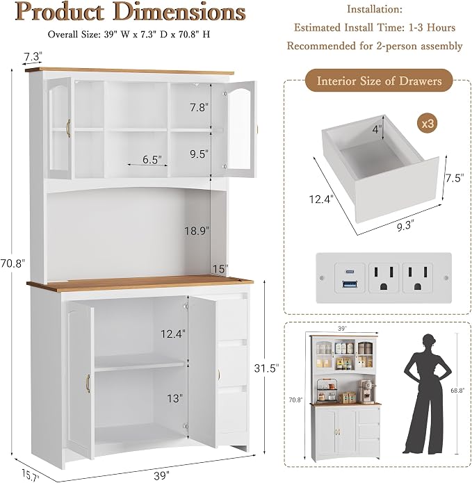 Garvee 71" Kitchen Pantry Cabinet - Image 2