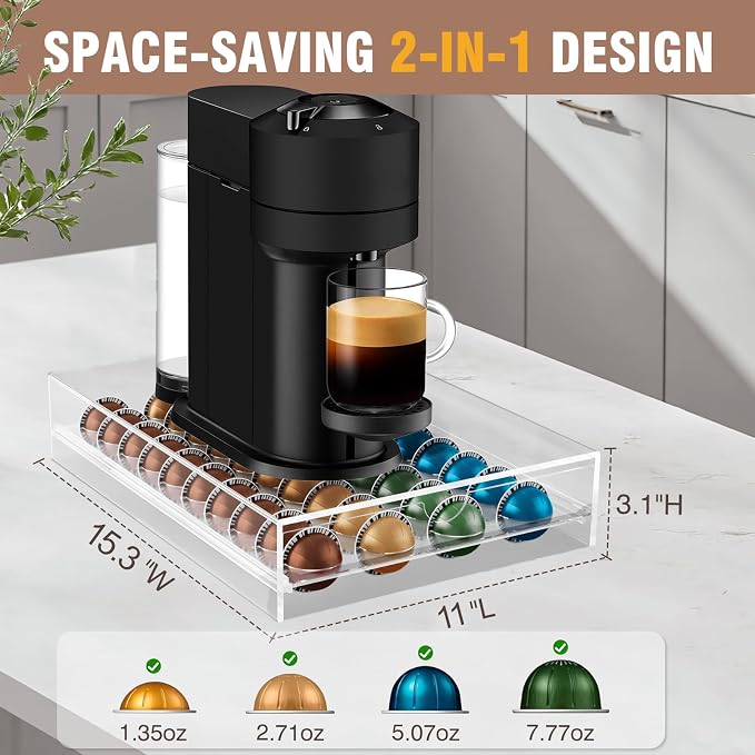 Jumyee Acrylic Coffee Pod Holder Storage Drawer, Pod Holder - Image 3