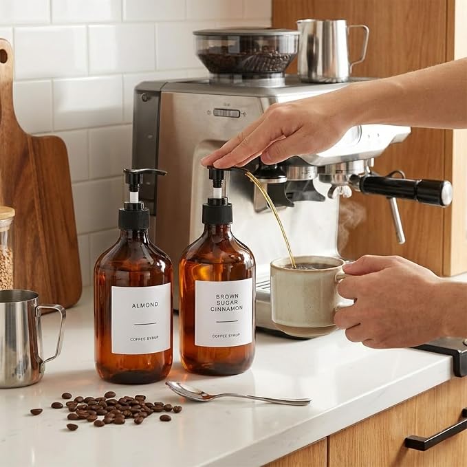 36Pcs Coffee Syrup Labels for Bottles Waterproof Coffee Syrup Dispenser Label - Image 6