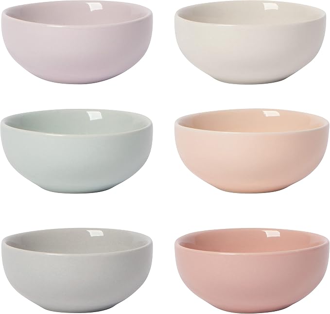 Now Designs Pastel Ceramic Pinch Bowl Set, Soy Sauce Dish, 2 oz by NowDesigns