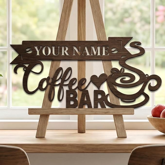 Personalized Coffee Metal Sign, Custom Coffee Bar Name Plaque, Retro Cafe - Image 4
