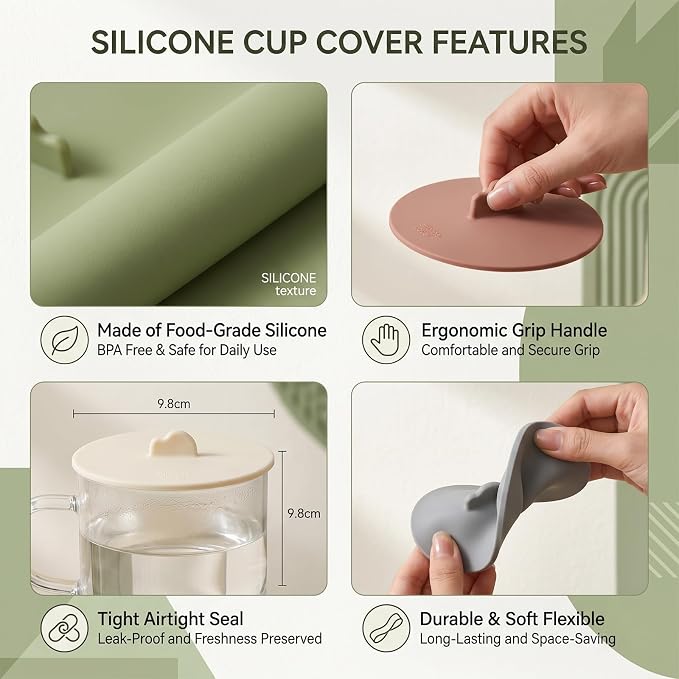 4Pcs Silicone Cup Covers for Drinks, Universal Reusable Mug Cup Cover, Food - Image 3