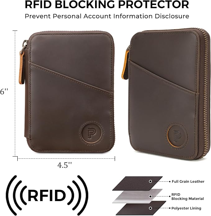 Polare Leather Pilot Wallet Passport Holder RFID Blocking Tri-fold Travel Cover - Image 4