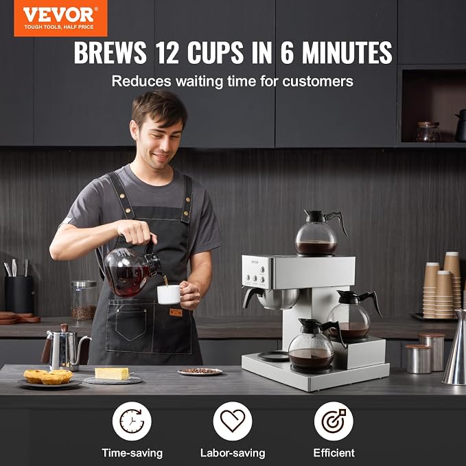 VEVOR Commercial Drip Coffee Maker, 12 Cups Coffee-Maker Machine - Image 2