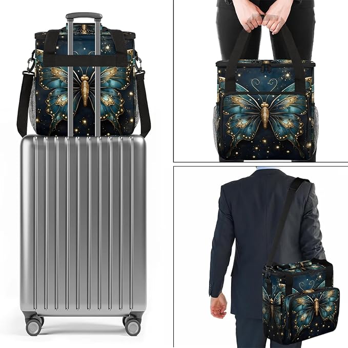 Boho Butterfly Coffee Maker Carring Bag, Large Insulated Storage Organizer Case - Image 7