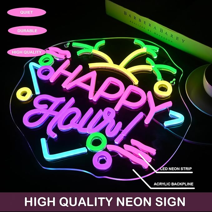 Happy Hour Neon Sign Dimmable Light Up Led Signs - Image 4
