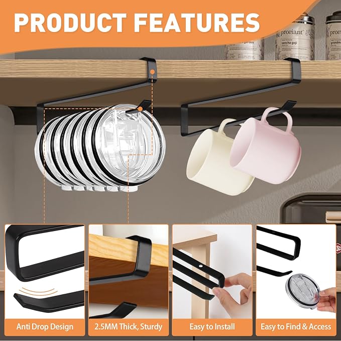 IPEROT Tumbler Lid Organizer, 2 Pack Coffee Mug Holder - Image 4