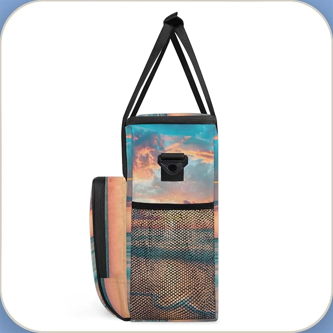 Ocean Beach Sunrise Sunset Coffee Maker Carring Bag, Large Insulated Storage - Image 4
