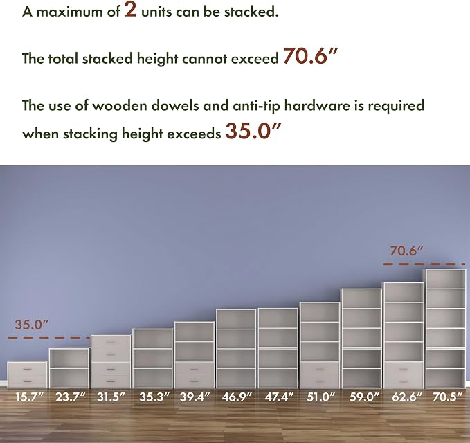 Homes: Inside + Out Apexa 2-Cube Storage Organizer Shelves, Stackable Wood - Image 3