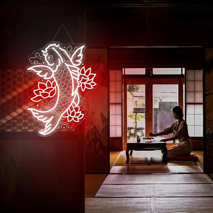 Custom Koi Fish Neon Sign, Lotus Flowers Led Neon Dimmable USB LED Neon Light - Image 6