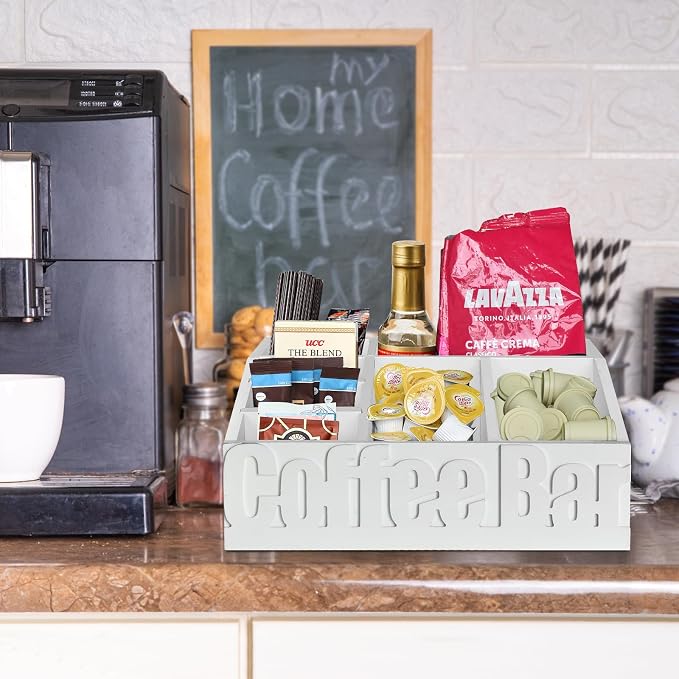 Jorkol Coffee Bar Organizer for Coffee Bar Accessories, Wood Coffee Station - Image 5