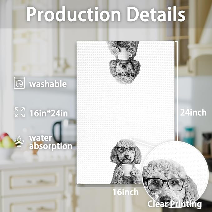 Poodle Gifts Dog Coffee Kitchen Towels, Gifts - Image 7