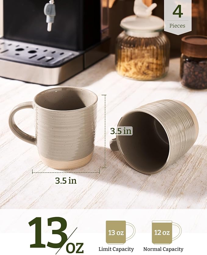 famiware Coffee Mugs Set of 4, 13 oz Mug Set, Ceramic Cup Set - Image 3