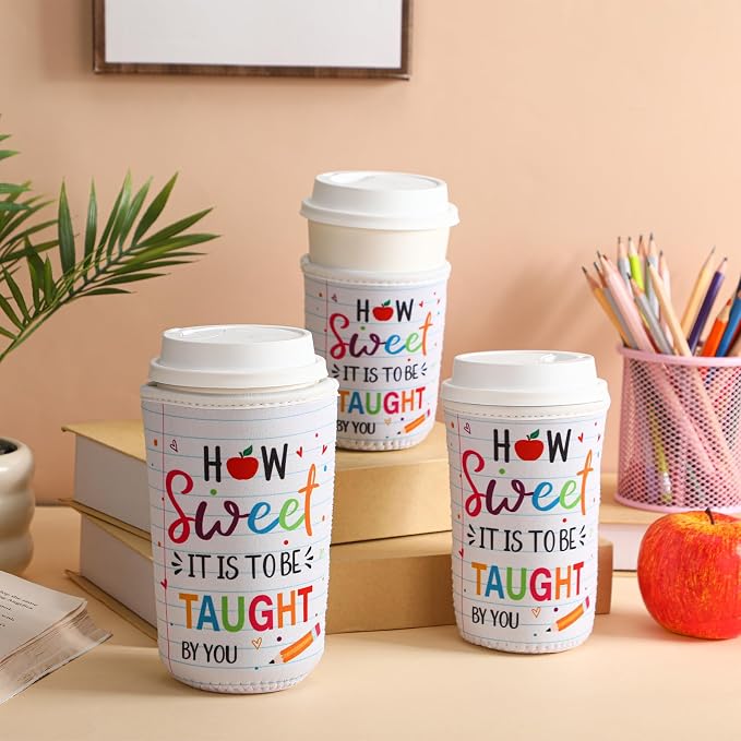 FoldTier 3 Pcs Teacher Appreciation Gifts Teachers Cup Sleeves Iced Coffee - Image 4