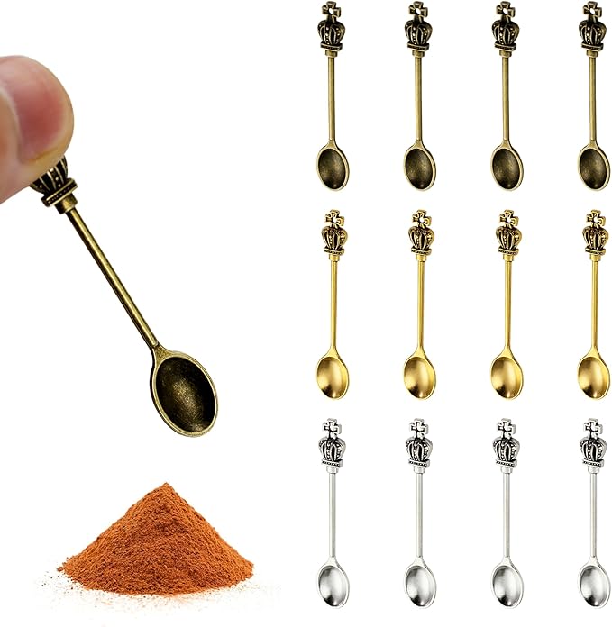 12-Pack Mini Spoons Metal Tiny Shovels 2.19-Inch Small Medicine Spoon by Demearly