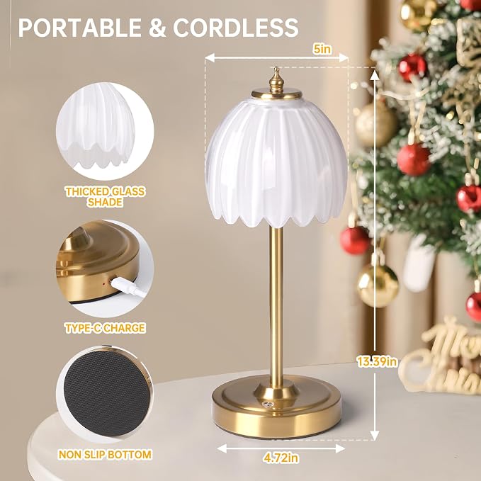 Shenmoyl Tulip Table Lamp with 5000mAh Battery & Touch Control, Cordless Table - Image 7