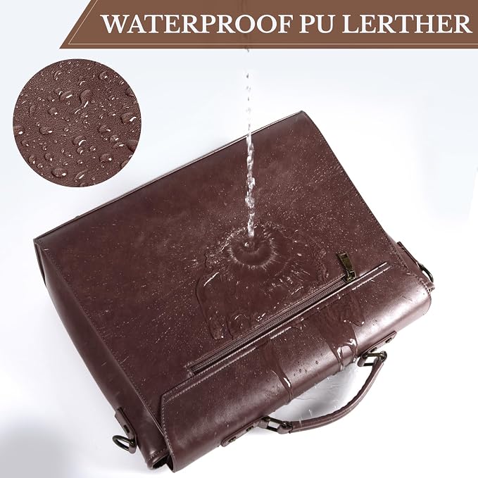 Leather Messenger Bag for Men 15.6 Inch Waterproof Vintage Leather Laptop - Image 4