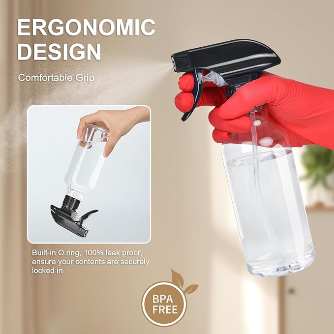 Uineko Spray Bottles 2-Pack, 10 Oz, Mist & Stream, Heavy Duty Spraying Empty - Image 3