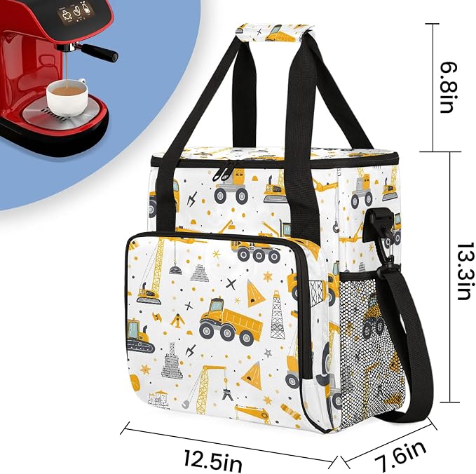 Tractor Excavator Coffee Maker Carring Bag, Large Insulated Storage Organizer - Image 2