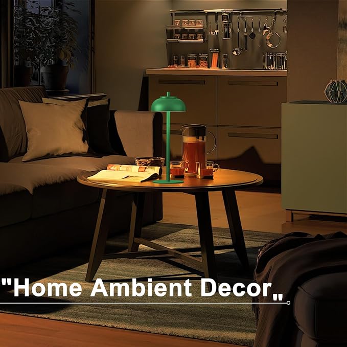 Green Led Cordless Table Lamps Rechargeable Set of 2, Table Lights Battery - Image 3