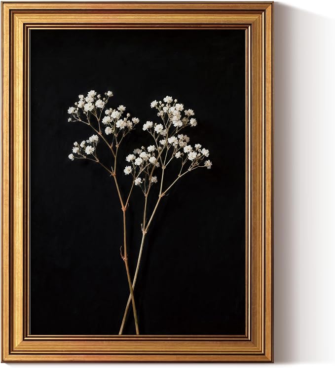 ARPEOTCY Gold Framed Canvas Wall Art, Dried Flower Wall Decor, Wildflower by ARPEOTCY