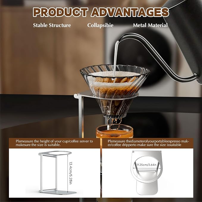 Pour over Dripper Stand, Foldable Espresso Coffee Machine Stand, Lightweight & - Image 3