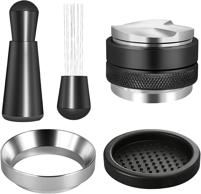 53mm Espresso Accessories Kit, 2-in-1 Distributor & Tamper, Tamper Mat by GZEduld