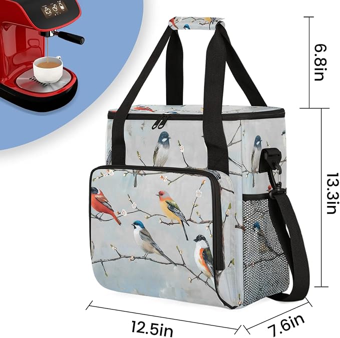 Farmhouse Bird Coffee Maker Carring Bag, Large Insulated Storage Organizer Case - Image 2
