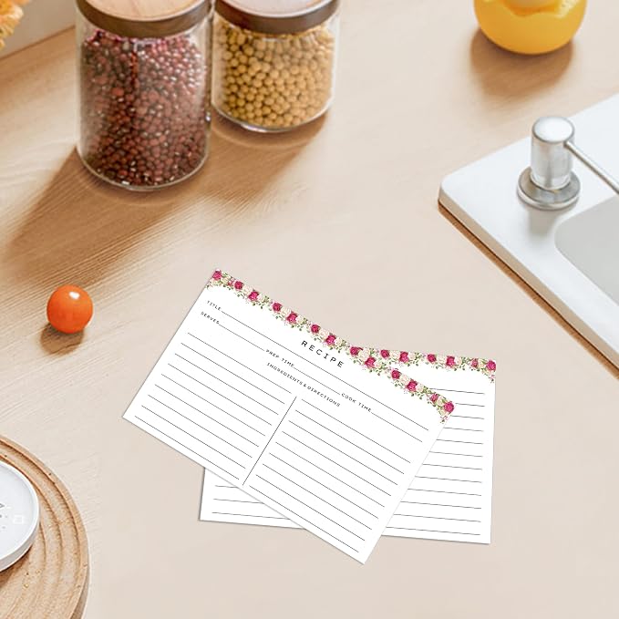 Recipe Cards 4x6, 60 Pack Double Sided Thick Recipe Index Cards Floral | 350gsm - Image 7