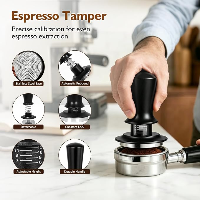 54mm Espresso Accessories Kit, WDT Tool, Distributor, Puck Screen and Dosing - Image 3