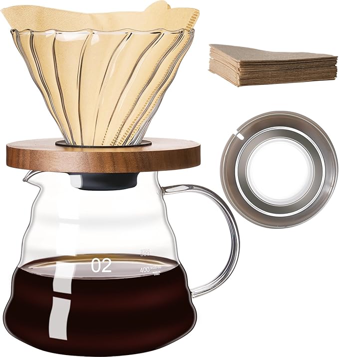 gegewawa Pour Over Coffee Maker Set 20 OZ, Borosilicate Glass Coffee Server by Unknown