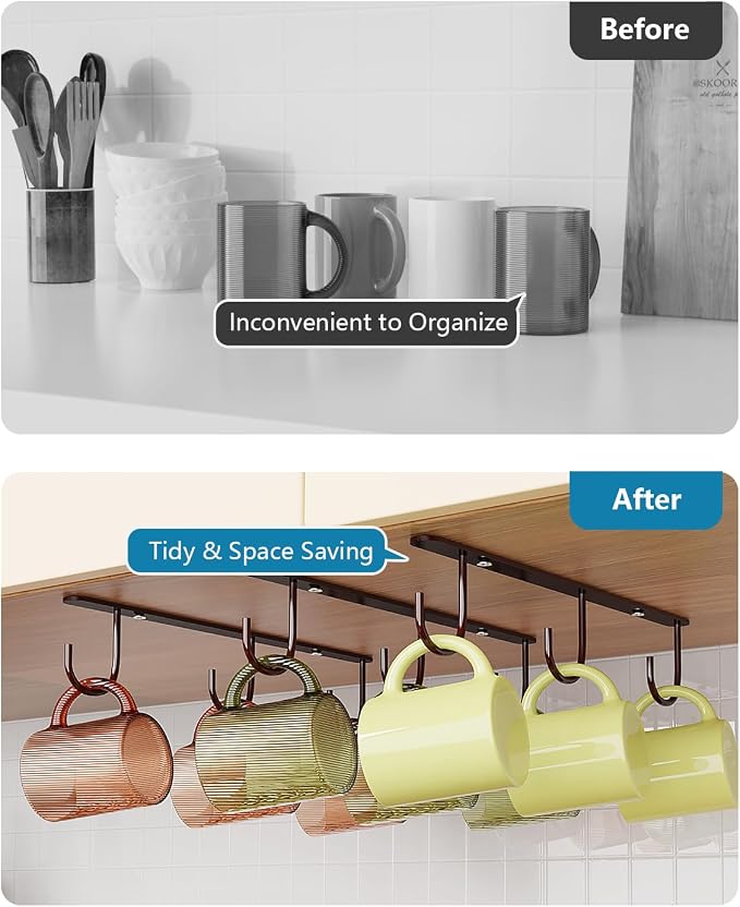 Luckinow 3 Pack Mug Hooks Under Cabinet, Coffee Mug Holder - Image 2