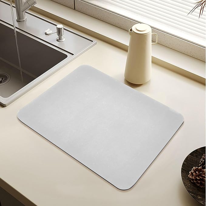 Grey Dish Drying Mat for Kitchen Counter No-slip Rubber Bottom Drainer Mats by Sinestour